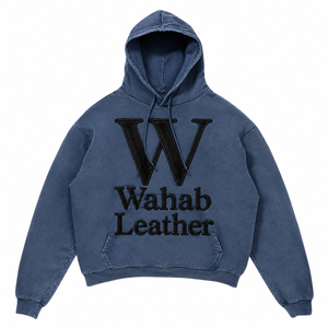 เสื้อฮู้ดดี้โอเวอร์ไซส์สีน้ำเงินพรีเมียมสำหรับผู้ชาย ปักโลโก้ W แบบกำหนดเอง สไตล์สตรีทแวร์ ขายส่งแบบ OEM - Product Image 2