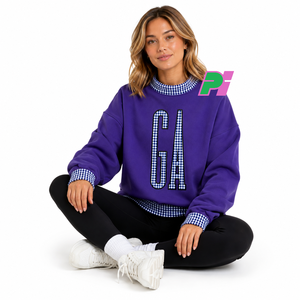 Sweat-shirt à col montant Georgia State avec lettrage et bordures à carreaux, sweat-shirt personnalisé à col montant GA, vêtement d'hiver - Product Image 4