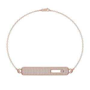 Pulsera Clásica Ajustable de Plata de Ley 925 con Cadena de Eslabones, Moderna, para Mujer, Chapada en Oro Rosa con Diamantes, Joyería Fina, Regalo de Boda - Product Image 6