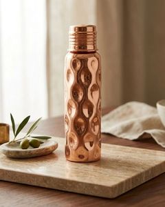 Handmade Hammered Copper Disposable <b>Flask</b> with Straw - Product Image 6