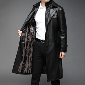 Abrigo de Cuero Real de Alta Calidad para Hombre, Abrigo Impermeable de Cuero Sintético, Chaqueta de Invierno Gruesa y Cálida, en Existencia - Product Image 4