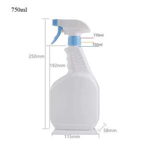 Botellas de Detergente a Prueba de Líquidos, 500ml, 750ml, 1000ml, Botella de Plástico HDPE Blanca con Pulverizador, Personalizable para Cocina y Hogar - Product Image 1