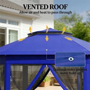 ศาลาพักผ่อนกลางแจ้งและศาลาทรงหกเหลี่ยมพร้อมหลังคาบังแดดเพื่อการพักผ่อนและความสบายที่ดียิ่งขึ้น - Product Image 4