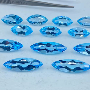 Topacio azul cielo facetado en forma de marquesa, piedra preciosa suelta, tamaños surtidos de 4x2mm a 21x7mm, lote calibrado para la fabricación de joyería. - Product Image 1