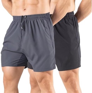 Pantalones Cortos Deportivos de Secado Rápido, Color Sólido, Cintura Elástica, para Gimnasio, Casual, Running, 100% Poliéster, Tejido de Punto - Product Image 1