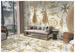 Azulejos de Porcelana Contemporáneos con Acabado Brillante, Diseño Bookmatch, Tamaño 60x120cm, 600x1200mm, 24x48 Pulgadas, Losas de Lujo con Aspecto de Mármol para Paredes y Pisos Interiores - Product Image 5