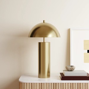 Gold Metal Dome Table Lamp | Contemporary <b>Simple</b> Hotel <b>Desk</b> Lamp | Middle Size Luxury Home Decor Lighting with Dimmable Feature - Product Image 2