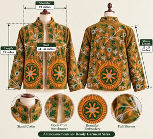 Veste florale bohème pour femmes, vêtement d'extérieur en velours brodé, manteau de style Suzani coloré - Product Image 2
