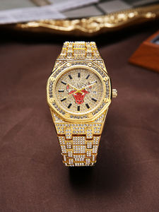 Reloj de Cuarzo con Incrustaciones Doradas, Caja Irregular, Correa de Cristal, Visualización de Fecha, Unisex, para Negocios y Fiestas - Product Image 2