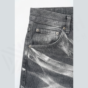 Straight-Leg Distressed Denim Jeans <b>Men</b> Slim Fit Mid Waist Cotton Casual Autumn Style Pants - Product Image 6