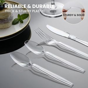 240 cuillères jetables en plastique transparent résistant à la chaleur, sans BPA, extra résistantes, solides, durables, de qualité supérieure - Product Image 3