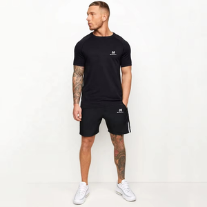 Conjunto de Camisetas Deportivas Negras para Hombre, Corte Ajustado, Cuello Redondo, Manga Corta, Secado Rápido, Tejido de Punto, Ropa Deportiva de Verano - Product Image 1