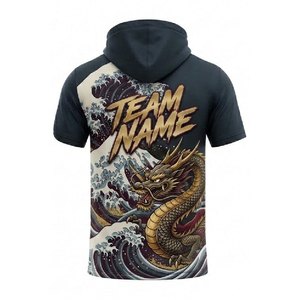 เสื้อเชิ้ตมีฮู้ดน้ำหนักเบาแบบกำหนดเอง แขนสั้น โพลีเอสเตอร์ เสื้อกีฬาทีม พิมพ์ชื่อและหมายเลขตามสั่ง - Product Image 4