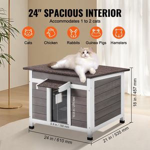 Casa para Gatos Resistente a la Intemperie con Techo Abierto, Refugio para Gatos Salvajes, para Múltiples Gatos, Mueble de Madera para Mascotas con Ventana Tipo Jaula para Conejos - Product Image 6