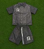 Ensemble chemise et short en maille légère 100 % polyester pour homme, style streetwear, décontracté, deux pièces assorties, imprimé texturé, tenue de resort pour l'été