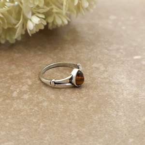 SHYAM JEWELRS Brass Tiger Eye 925 Sterling Silver Band Handmade Bezel Setting Boho Jewelry Oval Gemstone Natural <b>Statement</b> <b>Ring</b> - Product Image 3