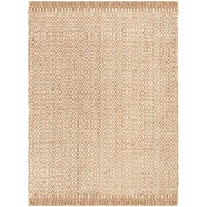 Tapis géométrique en jute rectangulaire à tissage plat, style bohème, écologique, pour décoration de salon, nettoyage facile, poils fins - Product Image 1