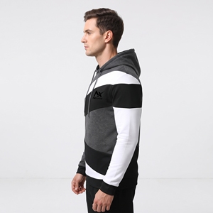 Sweat-shirt à capuche oversize pour homme, motif à carreaux color block, avec panneau contrastant, style streetwear décontracté, en polaire et avec poche - Product Image 2