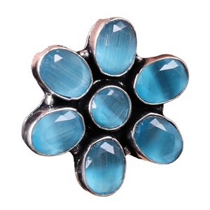 Oxidized Silver <b>Blue</b> Stone <b>Earrings</b> for Women | Brass Handmade Floral <b>Stud</b> <b>Earrings</b> | Indian Jewelry Bulk Wholesale Supplier - Product Image 1