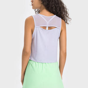 Women's Yellow Sleeveless Tank Top O-<b>Neck</b> Knitted Solid Color Casual Breathable Short Length Top - Product Image 2