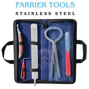 Kit de fermeur équin pour le soin et la finition des sabots, avec couteau à sabots, râpe double face, testeur de sabot, couteau à abcess à lame affûtée et couteau à boucle - Product Image 5