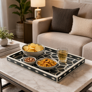 Bandeja de Servir de Lujo con Incrustaciones de Madreperla |   Bandeja de Madera Hecha a Mano para Ramadán y Eid, Decoración para el Hogar, Utensilios de Cocina y Regalo Árabe - Product Image 4