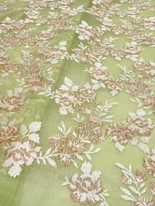 Premium Malty Embroidery Fabric <b>Sequin</b> Embroidered Mesh Lace Fabric for Wedding Bridal Couture and Fashion Apparel - Product Image 1