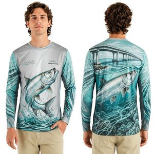 Chemises de pêche professionnelles à sublimation anti-boulochage, motif graphique de grouper des récifs coralliens profonds, tissu épais - Product Image 6