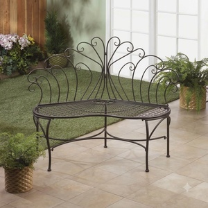 KHP Luxury Classic European Wrought Iron Hand Forged Artistic Seating Powder Coated Outdoor <b>2</b>-<b>Seater</b> <b>Garden</b> Park <b>Bench</b> - Product Image 2
