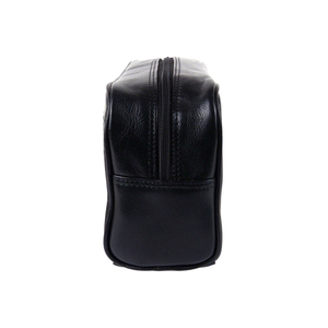 Leather Toiletry <b>Bag</b> Rectangle Shape Minimalist Style Portable <b>Storage</b> <b>Bag</b> for Travel Use Black Color - Product Image 3