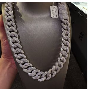 Iced Out 925 Silver <b>Statement</b> <b>Necklace</b> Rhodium Plated Micro Pave Crystal Men's Hiphop Link Chain 22mm - Product Image 2