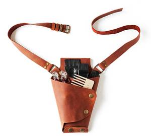 Funda de Cuero Genuino para Tijeras de Barbero, Bolsa Profesional para Herramientas de Estilista con Diseño de Múltiples Bolsillos LBSH-0014 - Product Image 1