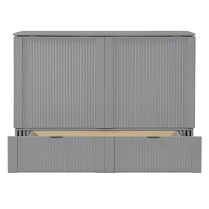 Letto a scomparsa matrimoniale grigio con struttura a pulegge, cassetto e prese/porte USB - Product Image 4