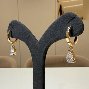 2CT Pear Lab Grown Diamond <b>Huggie</b> Hoop Earrings 14K <b>Gold</b> IGI Certified Minimalist Bridal Party Jewelry Gift - Product Image 4