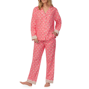 Pyjamas pour femmes 100% soie de haute qualité, col à revers doux, passepoil personnalisé, manches longues, respirant, vêtements de nuit, ensembles de pyjamas - Product Image 2