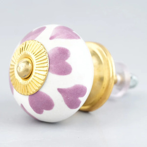 Boutons en céramique faits à la main en gros, motif Cœur violet, poignées de tiroir et de porte blanches, lot en vrac - Product Image 2