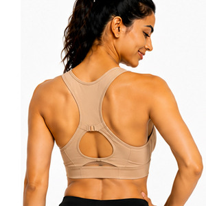 Soutien-gorge de sport sans coutures pour femme, dos nageur, col rond, design découpé, respirant, maintien moyen, pour yoga et fitness, couleur unie - Product Image 6