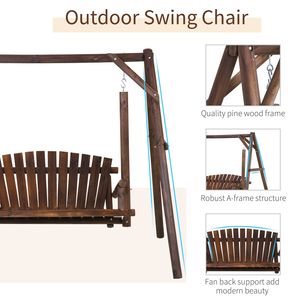 Dondolo da Giardino Tradizionale Rustico in Legno Massello Marrone da 6,5 Piedi per 2 Persone - Product Image 5