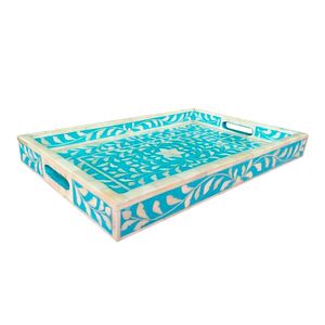 Bandeja de servir premium con incrustaciones de hueso y un aspecto decorativo moderno para la decoración de la sala de estar y el comedor. - Product Image 1