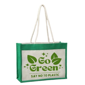 กระเป๋าใส่เอกสารเป็นมิตรต่อสิ่งแวดล้อมของผู้หญิงกระเป๋าช้อปปิ้งผ้ากระสอบปอกระเจาพร้อมที่จับเชือกคอตตอนบิดพิมพ์ลายแบบกำหนดเอง - Product Image 2