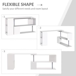 Scrivania angolare moderna a L da 55 pollici per ufficio domestico, girevole a 360 gradi, con scaffali a 3 livelli e libreria integrata - Product Image 5