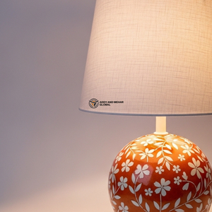 Lampe de table en incrustation d'orange de qualité supérieure |   Lampe de chevet design avec base à motif floral - Product Image 5