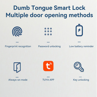 Serrure connectée intelligente BD06 Dumb Tongue, en alliage d'aluminium, déverrouillage par empreinte digitale/mot de passe/clé/application Tuya pour porte intérieure en bois