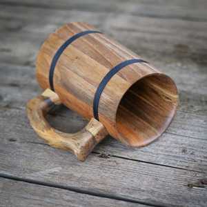 Best Selling Handmade Natural Wood Classic Eco-Friendly Dishwasher Safe Durable Mug Beer Cup for <b>Camping</b> Bar and <b>Kitchen</b> Use - Product Image 4