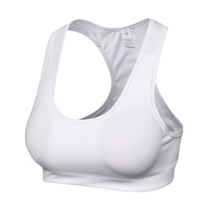 Soutien-gorge de sport sans couture blanc pour femme, maintien moyen, dos nageur, col en U, idéal yoga et gym - Product Image 1