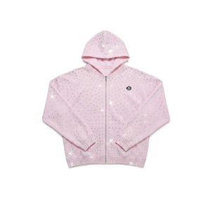 Sudaderas con cremallera y pedrería para hombre, corte holgado, forro polar de algodón grueso, estilo urbano, logotipo personalizado, alta calidad, venta al por mayor, OEM - Product Image 2