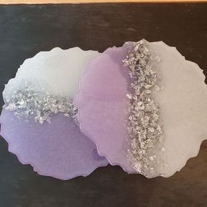 Handmade Geode Epoxy Resin Coaster Gold Foil Inlay Drink Mat Tableware Decoration Wholesale Factory Supplier Bulk Manufacturer - Product Image 2