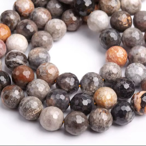 Cuentas sueltas redondas microfacetadas de jaspe coral multicolor natural para la fabricación de joyas, pulseras, collares y bricolaje. - Product Image 1