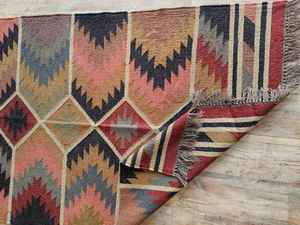 Tapis légers tissés à la main en jute et laine, kilims pour salon, chambre et bureau - Product Image 5