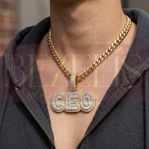 Colgante de Letra CEO con Diamantes Cultivados en Laboratorio, Estilo Hip Hop, con Incrustaciones de Diamantes Baguette, Personalizado al por Mayor - Product Image 6